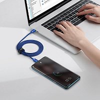 Baseus CAJY000603 Crystal Shine Series Datový Kabel USB-C - USB-C 100W 1,2m Blue