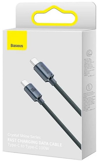 Baseus CAJY000601 Crystal Shine Series Datový Kabel USB-C - USB-C 100W 1,2m Black