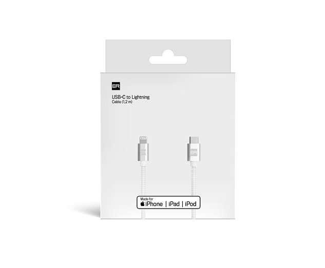 ER POWER kabel USB-C/Lightning 120cm bílý