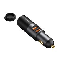 Baseus CCBT-D0G Share Together Car Charger with Cigarette Lighter Port 2x USB, 120W Grey