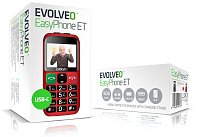 EVOLVEO EasyPhone ET, mobilní telefon pro seniory s nabíjecím stojánkem, červená