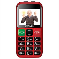 EVOLVEO EasyPhone ET, mobilní telefon pro seniory s nabíjecím stojánkem, červená