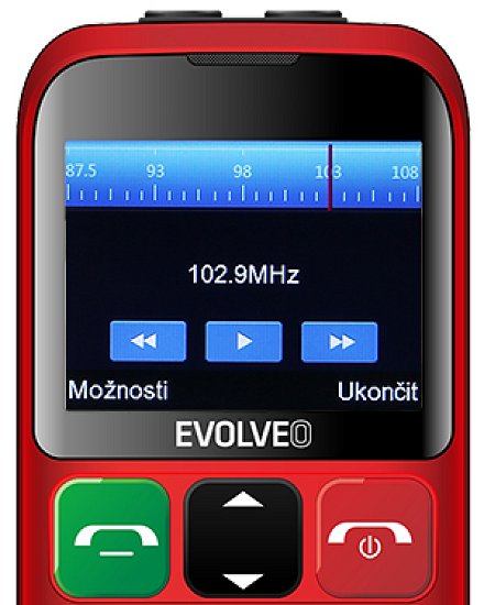 EVOLVEO EasyPhone ET, mobilní telefon pro seniory s nabíjecím stojánkem, červená