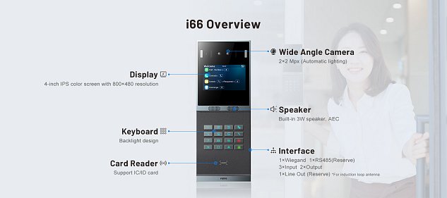 Fanvil i66 SIP video dveřní interkom, rozpoznávání obličeje, IP66, Numerická klávesnice