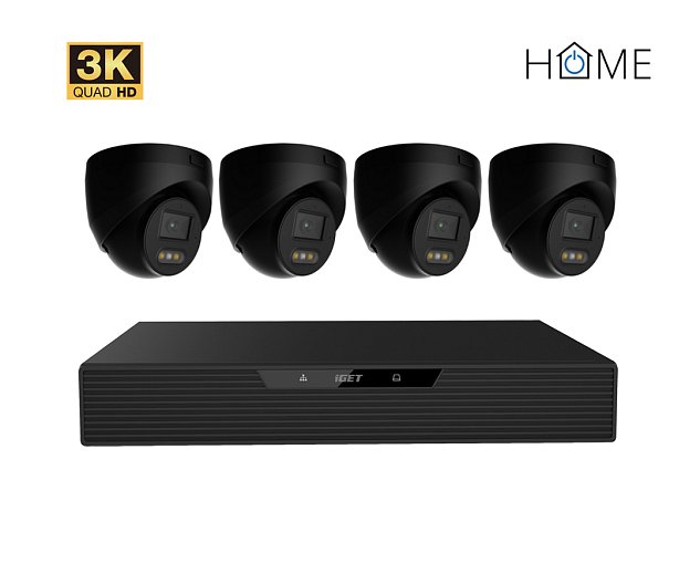 iGET HOME N85P4 - kamerový NVR PoE set 3K rozlišení, 8CH NVR + 4x kamera se zvukem, IR a LED