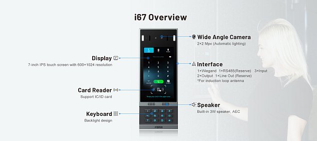 Fanvil i67 SIP video dveřní interkom, rozpoznávání obličeje, IP66, Numerická klávesnice