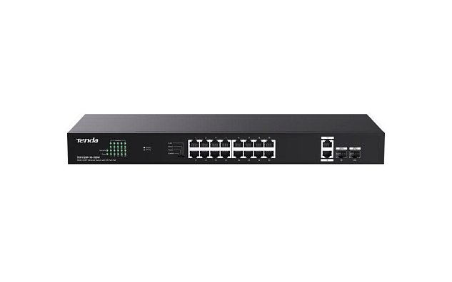 Tenda TEG1120P-16-150W PoE+ Gigabit switch 16x 1Gb/s PoE+ 802.3af/at + 2x SFP + 2x RJ45, 135W, Rack