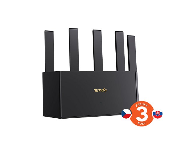 Tenda TX12L Pro AX3000 WiFi 6 Mesh Router, 1x GWAN, 3x GLAN, IPv6, 5x 6dBi, WPA 3, CZ app