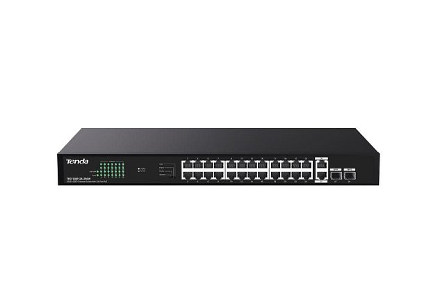 Tenda TEG1128P-24-250W PoE+ Gigabit switch 24x 1Gb/s PoE+ 802.3af/at + 2x SFP + 2x RJ45, 230W, Rack