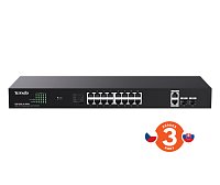 Tenda TEG1120P-16-250W PoE+ Gigabit switch 16x 1Gb/s PoE+ 802.3af/at + 2x SFP + 2x RJ45, 230W, Rack