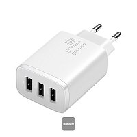 Baseus nabíječka do sítě Compact 3xUSB 17W bílá