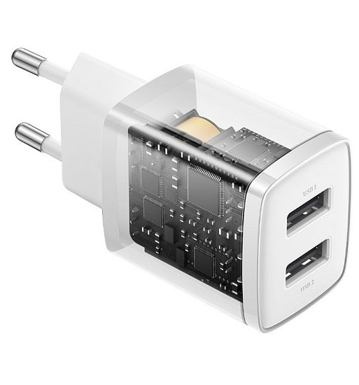 Baseus nabíječka do sítě Compact 2xUSB 10,5W bílá