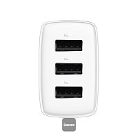 Baseus nabíječka do sítě Compact 3xUSB 17W bílá