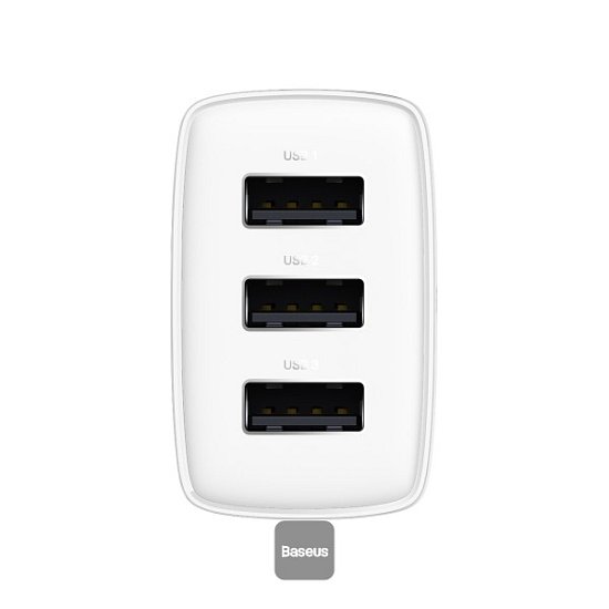 Baseus nabíječka do sítě Compact 3xUSB 17W bílá