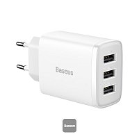 Baseus nabíječka do sítě Compact 3xUSB 17W bílá