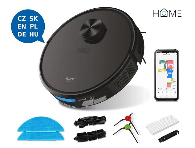 iGET HOME Hurricane G3 - robotický vysavač i mop, Lidar, kompatibilní s košem GS1, Android, iOS