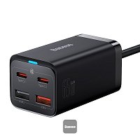 Baseus rychlonabíječka do sítě GaN3 Pro, 2x USB-C, 2x USB 65W černá