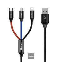 Baseus datový kabel 3v1 microUSB+Lightning+USB-C 1,2m 3,5A