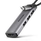 AXAGON HMC-H3A, USB 5Gbps hub, 3x USB-A, HDMI 4k/30Hz, kabel USB-C 15cm