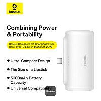 Baseus power banka 5000mAh 20W USB-C bílá