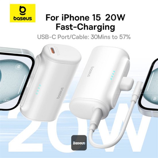 Baseus power banka 5000mAh 20W USB-C bílá