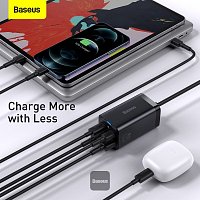 Baseus rychlonabíječka do sítě GaN3 Pro, 2x USB-C, 2x USB 65W černá