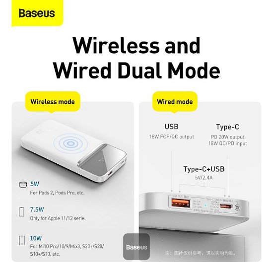 Baseus bezdrátová power banka 10000mAh 20W bílá