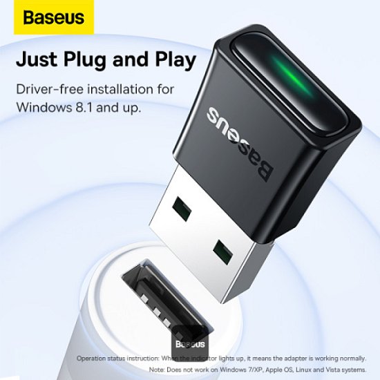 Baseus bezdrátový bluetooth adaptér BA07 černý