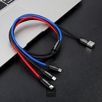 Baseus datový kabel 3v1 microUSB+Lightning+USB-C 1,2m 3,5A