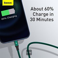 Baseus datový kabel Rapid 3v1 USB-C/microUSB, Lightning, USB-C 1,5m PD 20W zelený