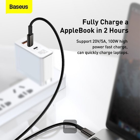 Baseus datový kabel Tungsten Gold USB-C/USB-C 2m 100W černý