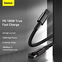 Baseus datový kabel Tungsten Gold USB-C/USB-C 2m 100W černý