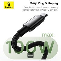 Baseus datový magnetický kabel Tungsten Gold USB-C/USB-C 1m 100W černý