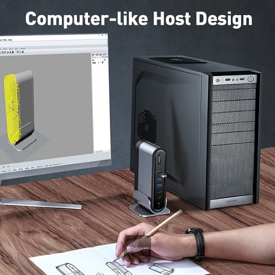 Baseus dokovací stanice 16v1 USB-C (CN+EU+UK redukce do zásuvky) šedá