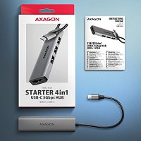 AXAGON HMC-H3A, USB 5Gbps hub, 3x USB-A, HDMI 4k/30Hz, kabel USB-C 15cm