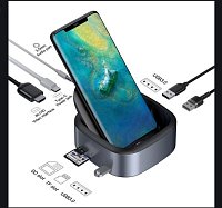 Baseus Mate Docking multifunkční stolní dock USB-C (USB-C, USB 3.0, 2*USB 2.0, 4KHDMI, MICROSD/SD)