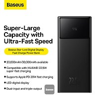 Baseus power banka Star-Lord 30000 mAh 22,5W USB/USB-C černá