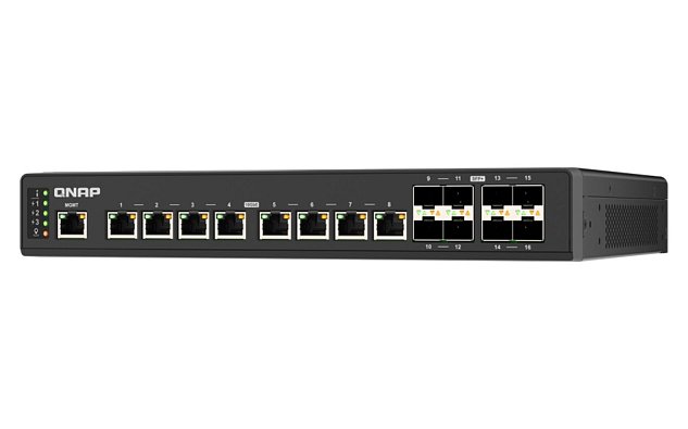 QNAP řízený průmyslový switch QSW-IM3216-8S8T: 16x 10G porty (8x 10Gb SFP+ a 8x 10Gb RJ-45)