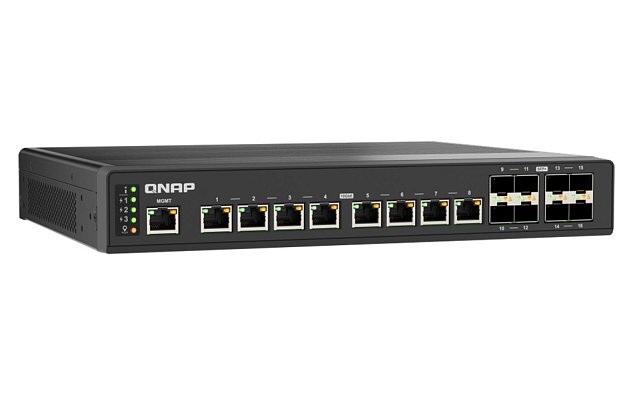 QNAP řízený průmyslový switch QSW-IM3216-8S8T: 16x 10G porty (8x 10Gb SFP+ a 8x 10Gb RJ-45)