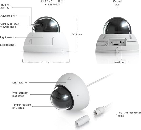 Ubiquiti UVC-AI-Dome-W - UniFi Protect Camera AI Dome white