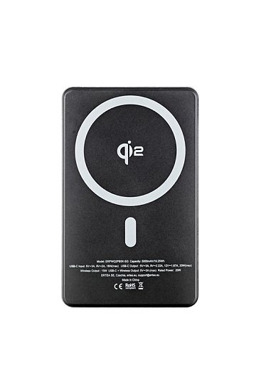 Qi2 Dual PowerBank 5000mAh with USB-C - Space Gray