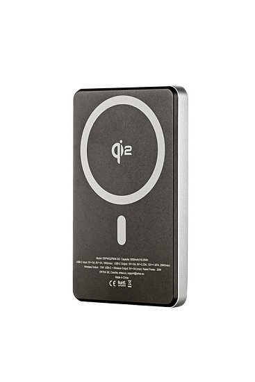 Qi2 Dual PowerBank 5000mAh with USB-C - Space Gray