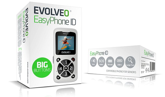 EVOLVEO EasyPhone ID, mobilní telefon pro seniory, bílá