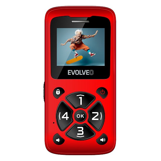 EVOLVEO EasyPhone ID, mobilní telefon pro seniory, červená