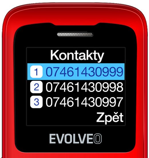 EVOLVEO EasyPhone ID, mobilní telefon pro seniory, červená