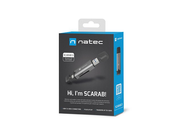 Čtečka karet Natec SCARAB 3 USB-A + USB-C 3.1 GEN 1/microSD/microSDHC/microSDXC/SD/SDHC/SDXC/T-Flash