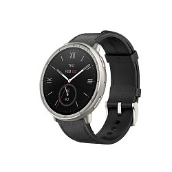 Amazfit Active 2 Round NFC/Silver/Elegant Band/Black Leather