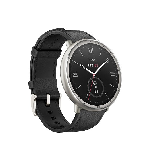 Amazfit Active 2 Round NFC/Silver/Elegant Band/Black Leather