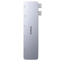 Baseus Dokovací stanice Ultra Joy 6v1 (USB-C PD, 3xUSB 3.0, SD/TF) šedá