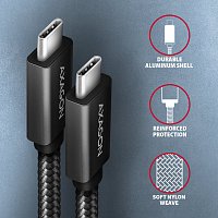 AXAGON BUCM32-CM05AB, SPEED+ kabel USB-C <-> USB-C, 0.5m, USB 20Gbps, PD 100W 5A, 4K HD, ALU, oplet